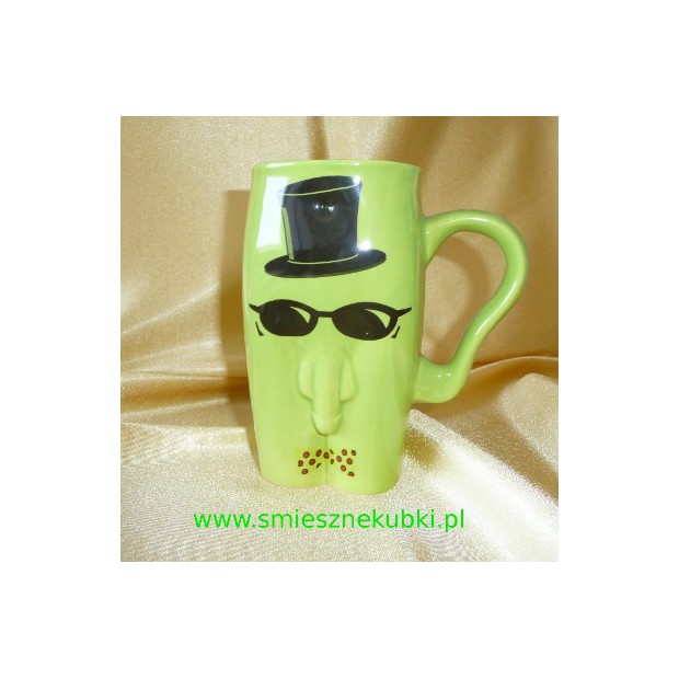 Kubki ceramiczne - męskie-facet w okularach-zielony