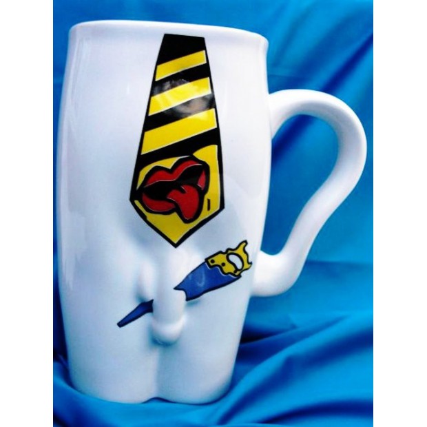 Kubki ceramiczne - męskie-Krawat- biały